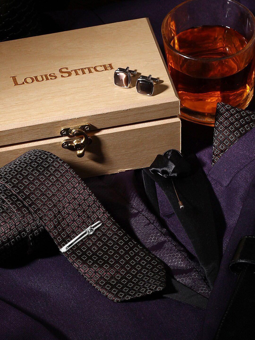 louis stitch men brown accessory gift set