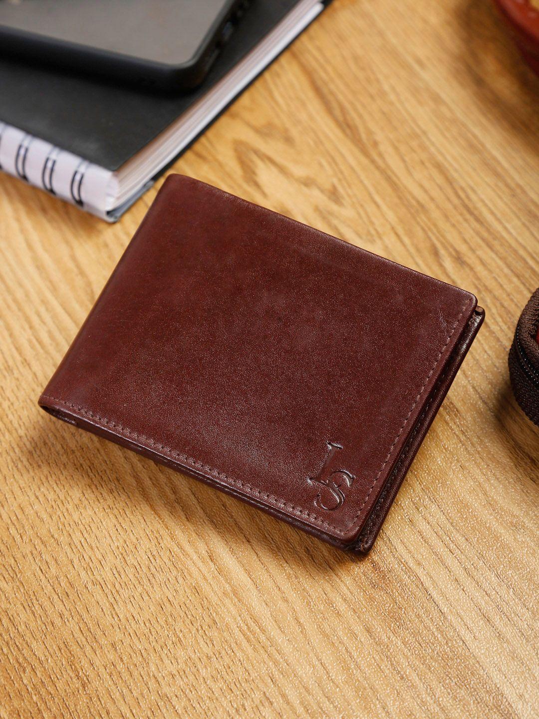 louis stitch men brown leather two fold wallet