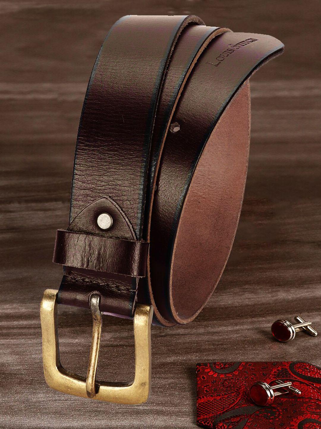 louis stitch men brown textured leather belt