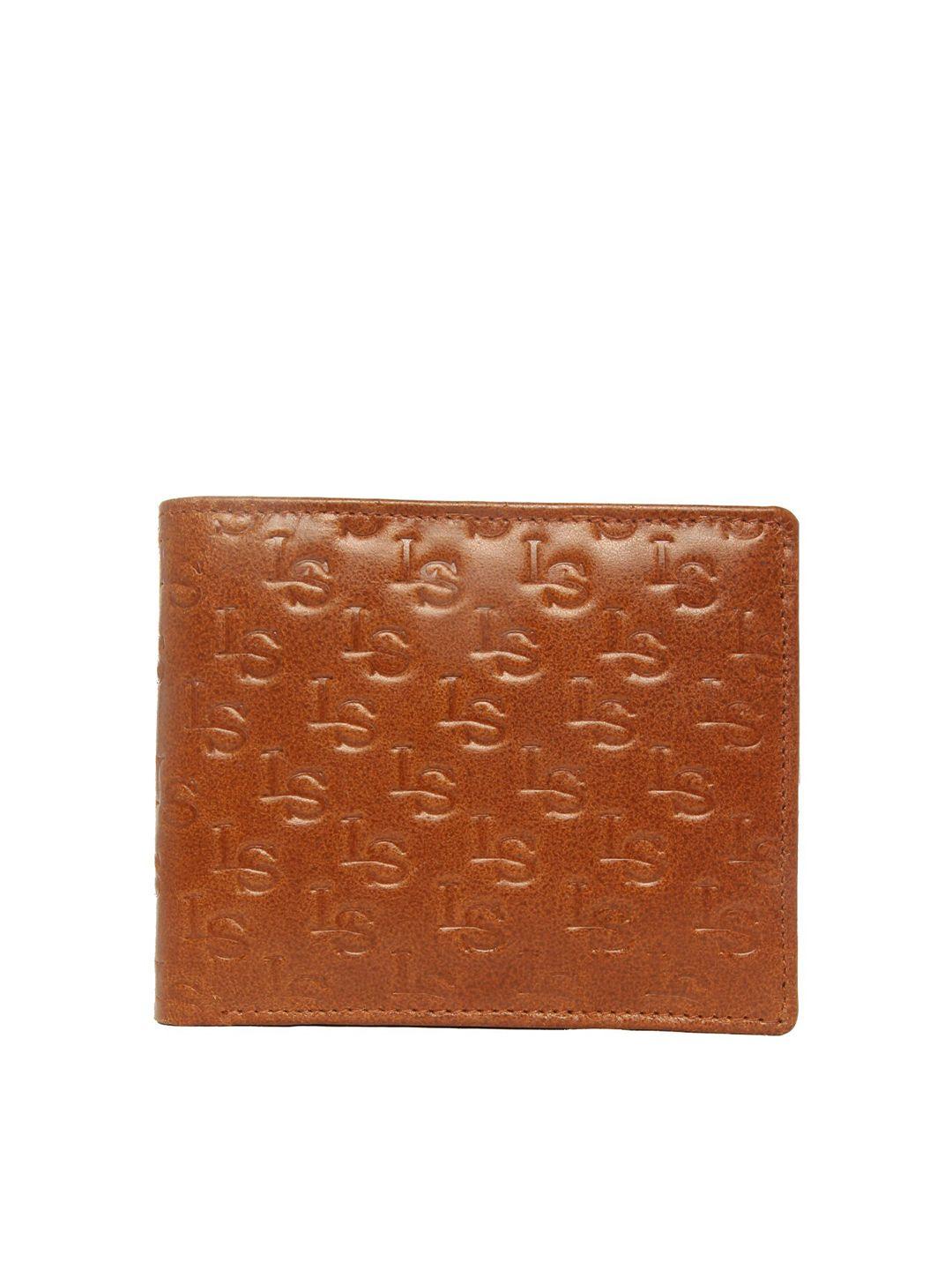 louis stitch men brown textured leather two fold wallet with rfid