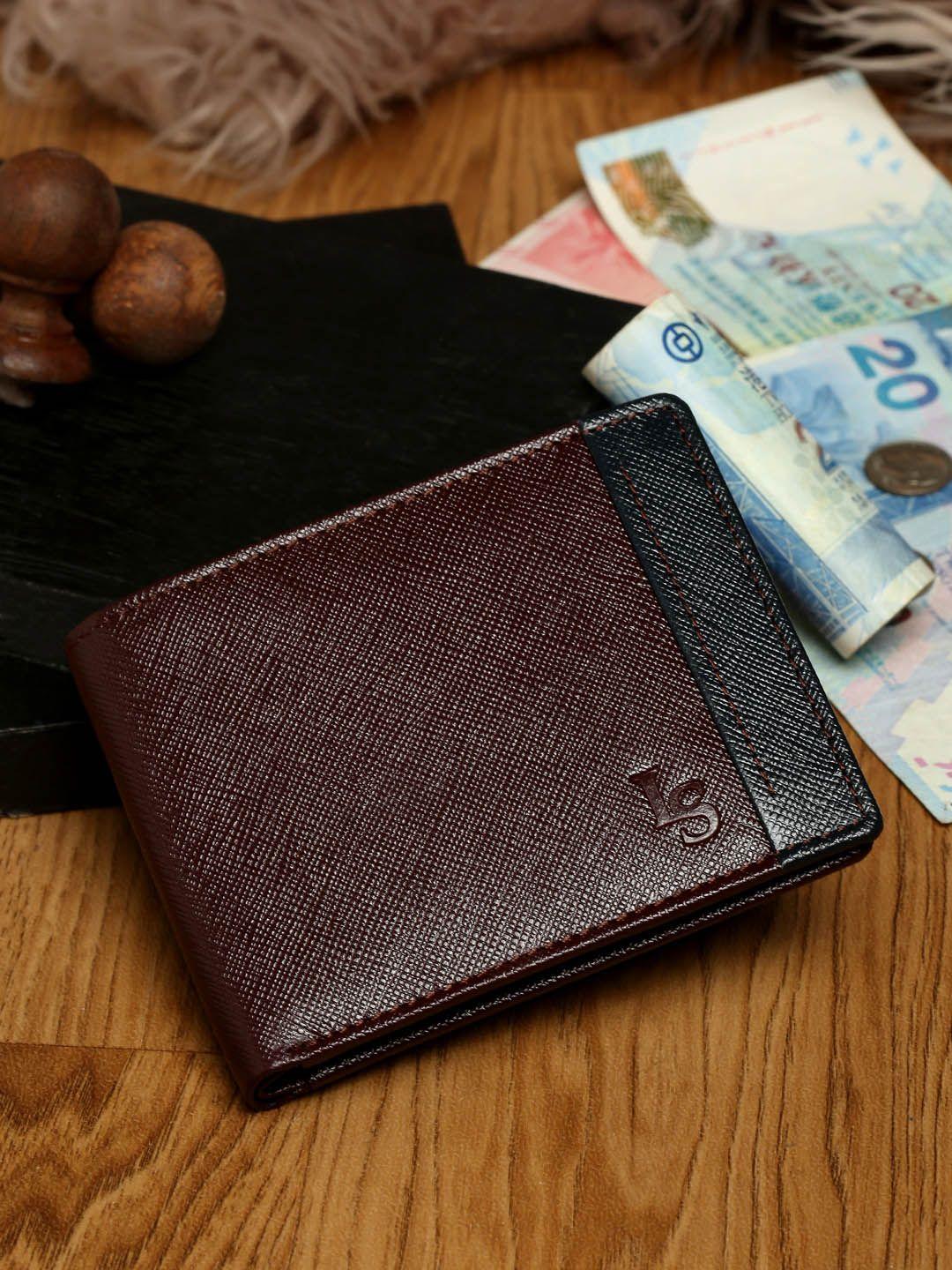 louis stitch men brown textured leather two fold wallet