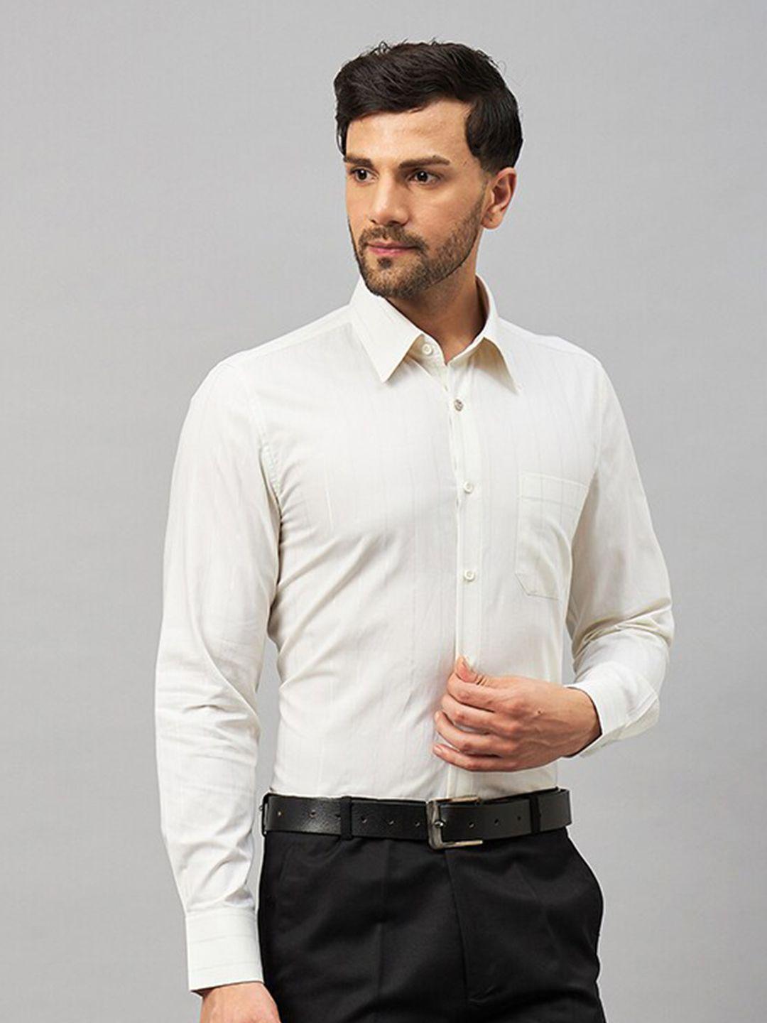 louis stitch men cream-coloured comfort opaque formal shirt