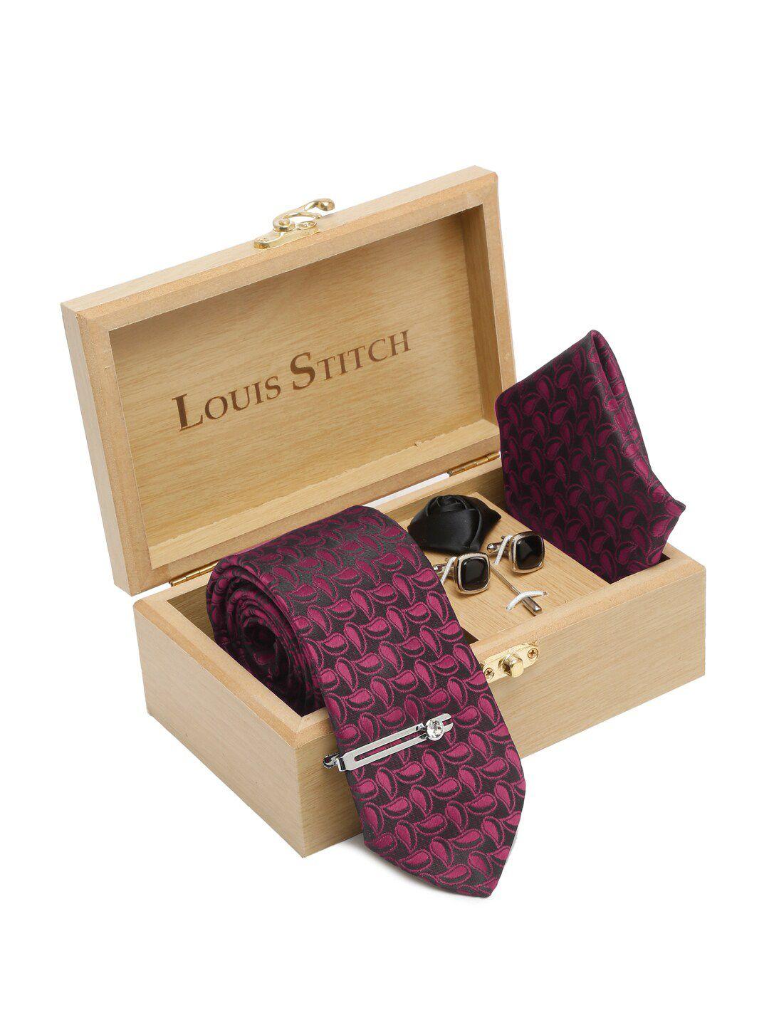 louis stitch men ethnic motifs printed silk necktie accessory gift set