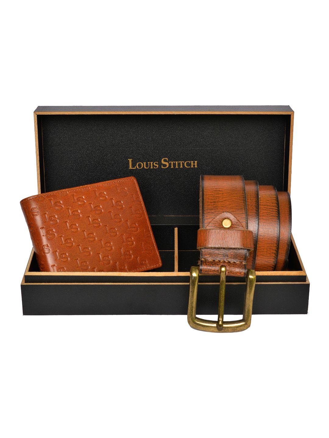 louis stitch men genuine italian leather accessory gift set