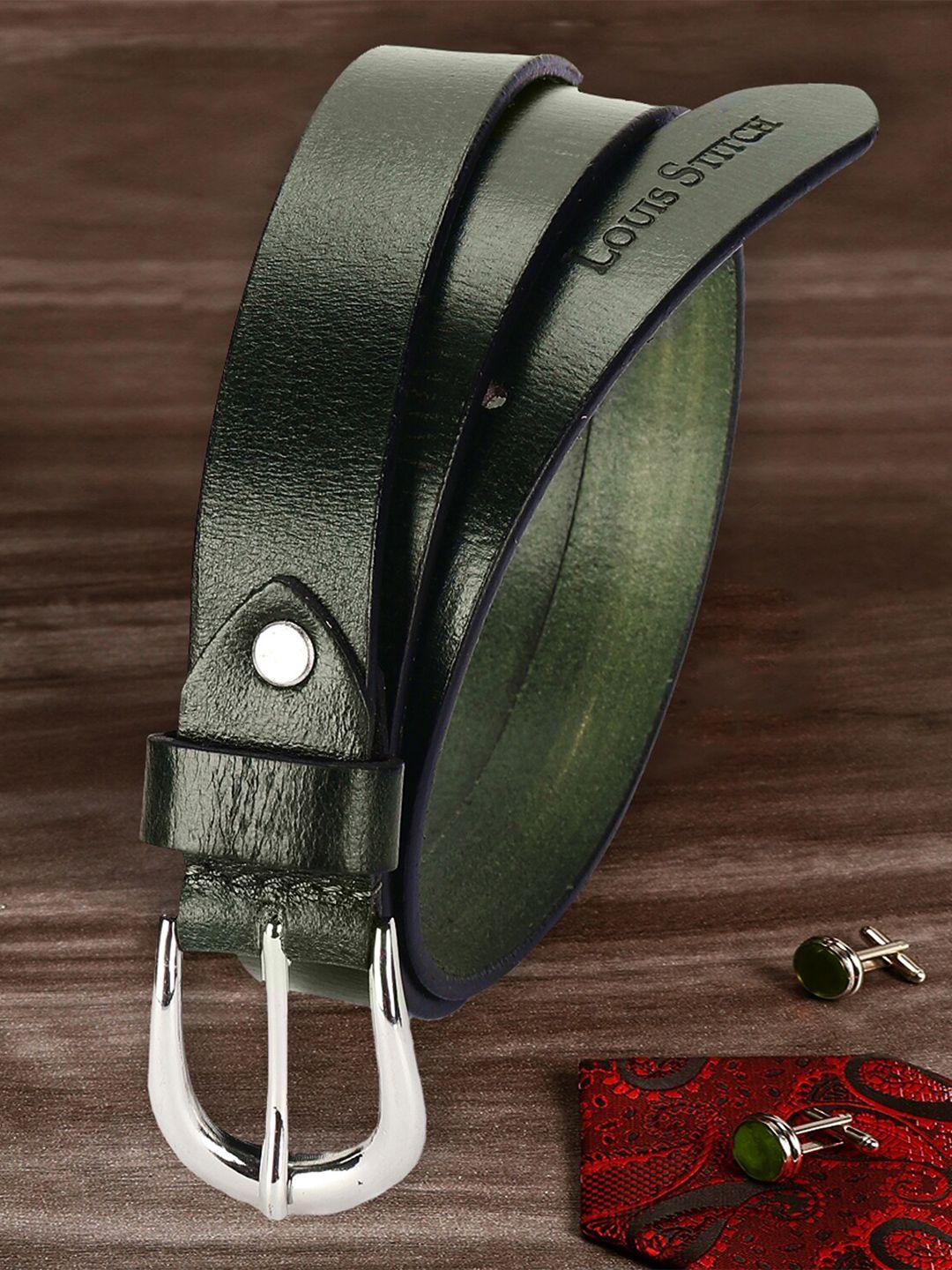 louis stitch men green leather formal belt