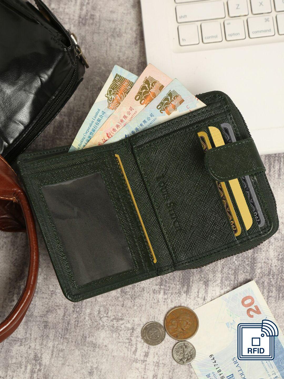 louis stitch men green leather two fold wallet with rfid