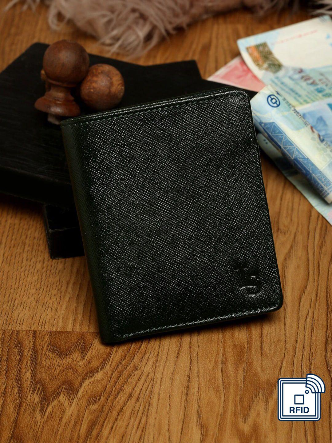 louis stitch men green leather two fold wallet