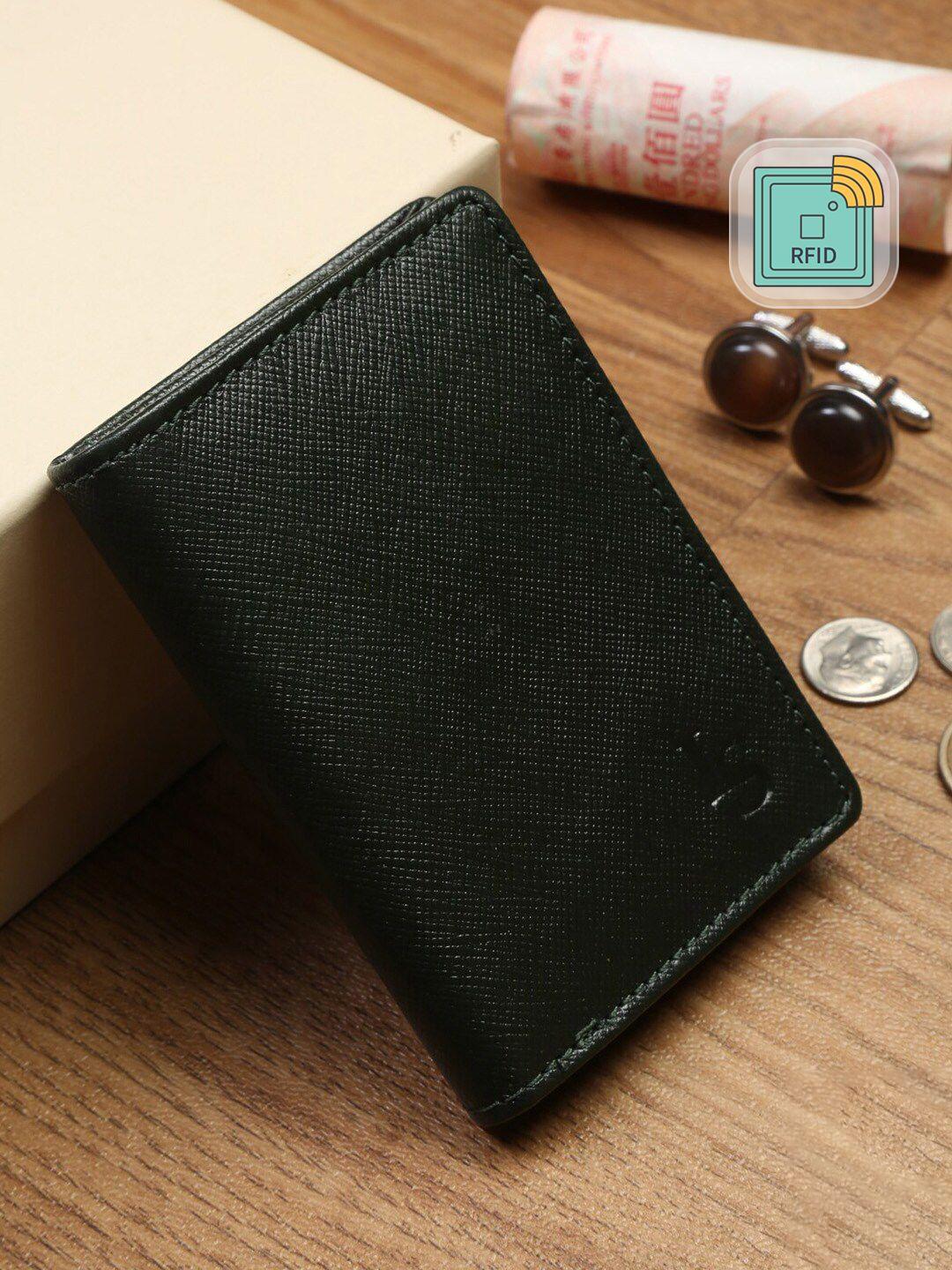 louis stitch men green textured leather two fold wallet