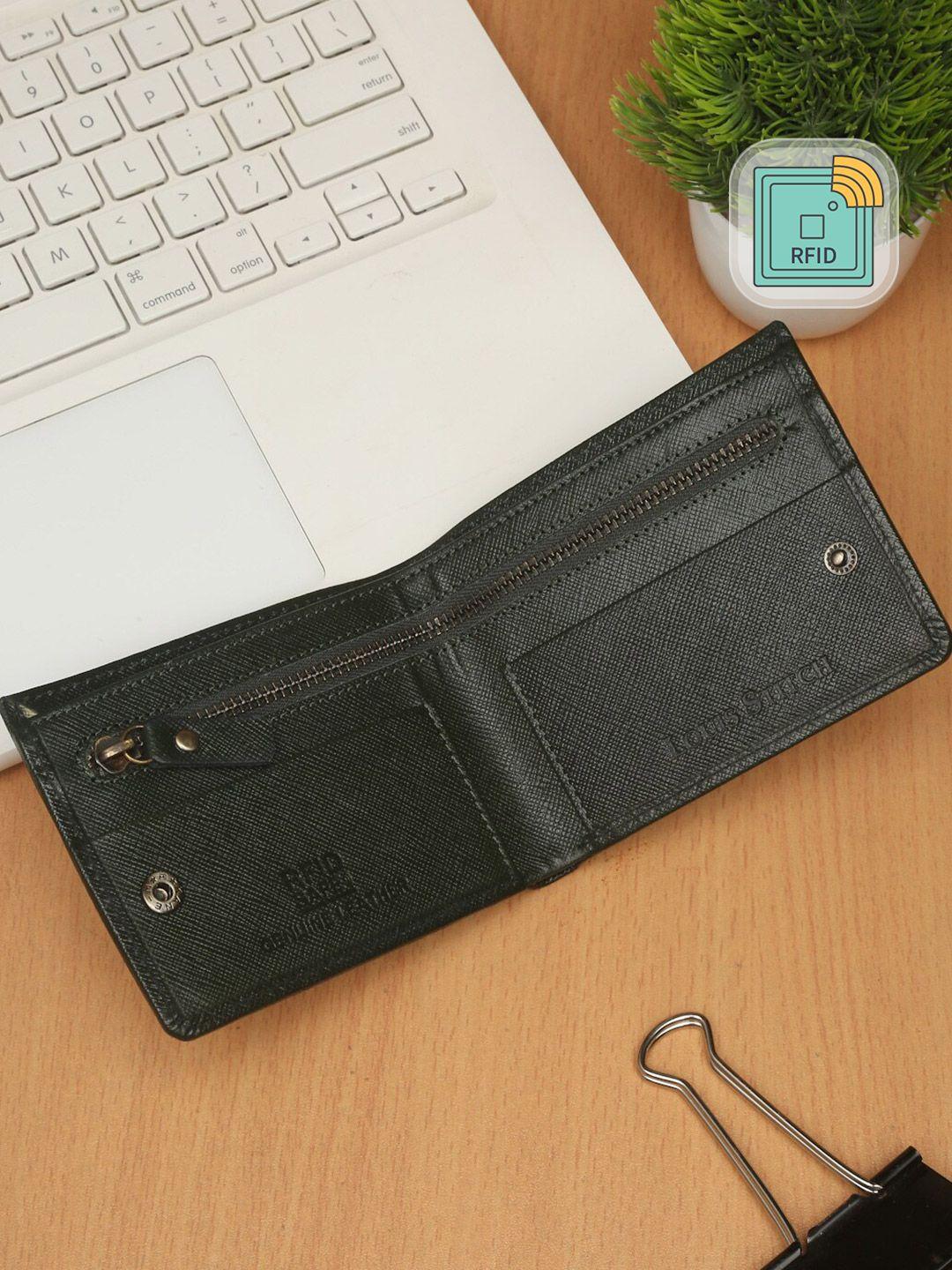 louis stitch men green zip detail leather two fold wallet
