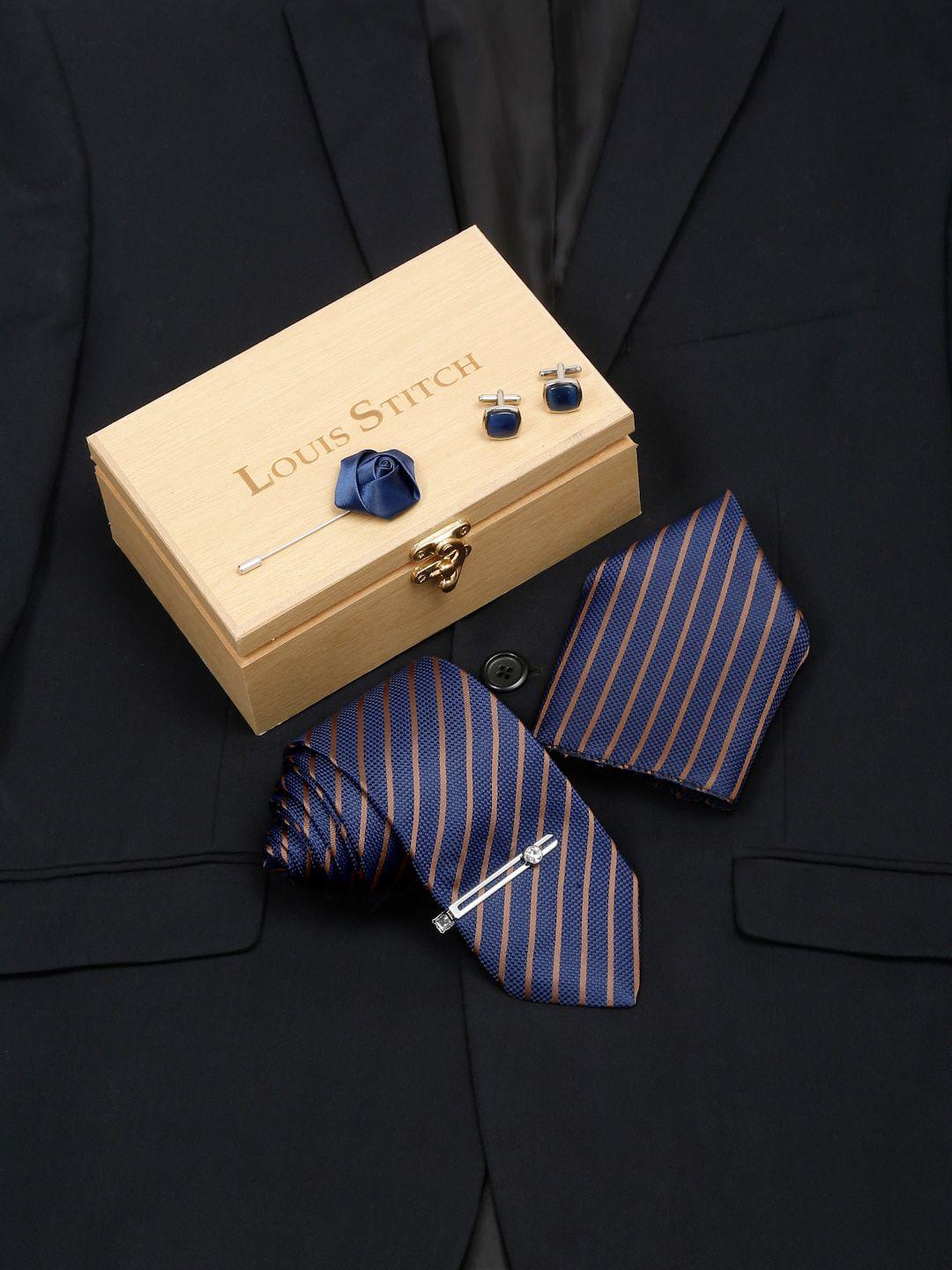 louis stitch men italian silk 4pcs accessory gift set