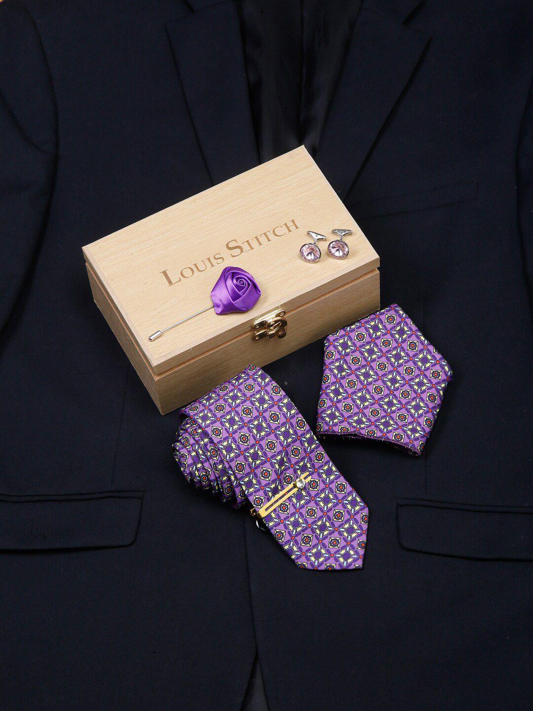 louis stitch men italian silk formal necktie tie accessory gift set