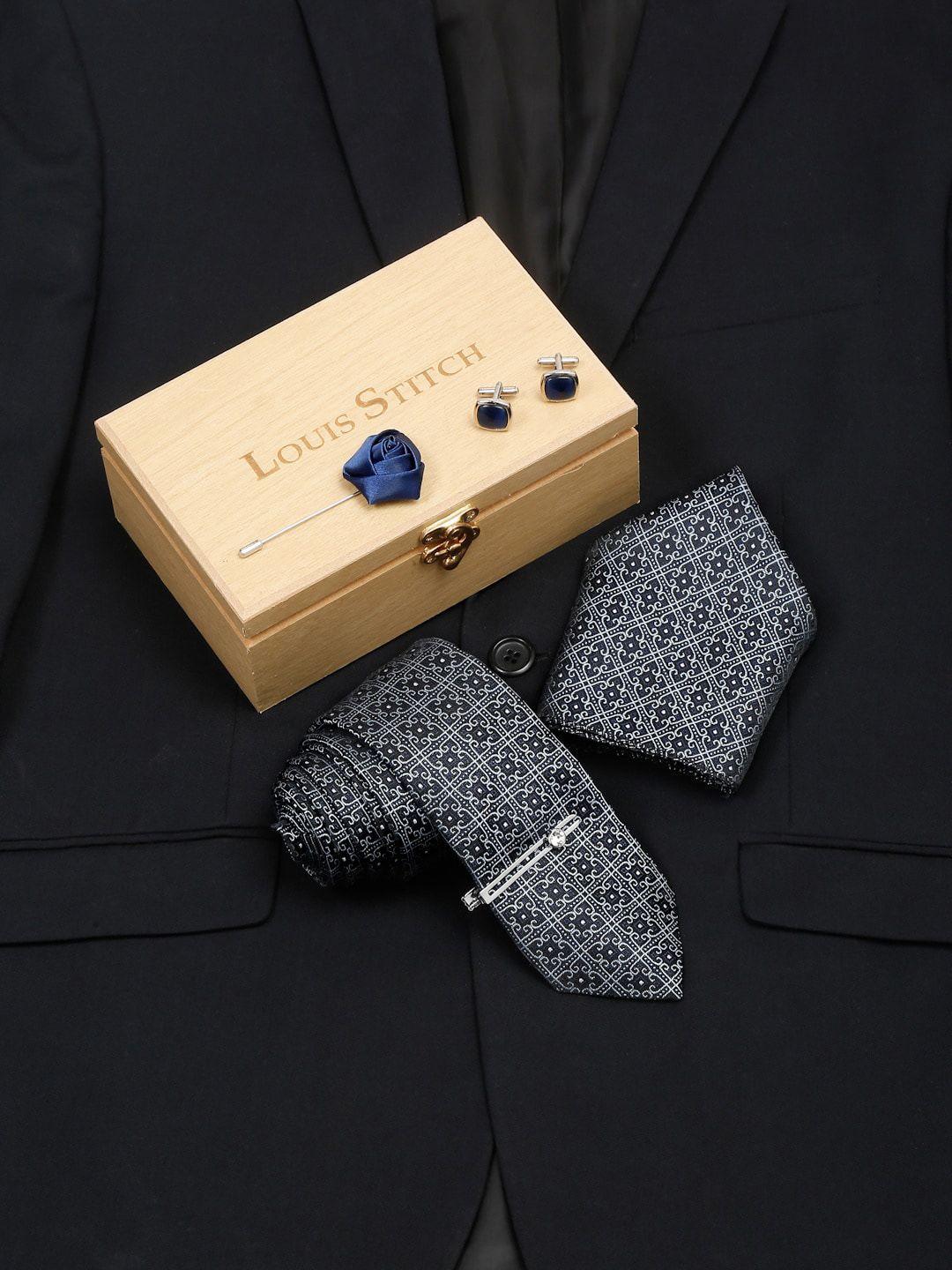 louis stitch men italian silk formal tie cufflinks accessory gift set