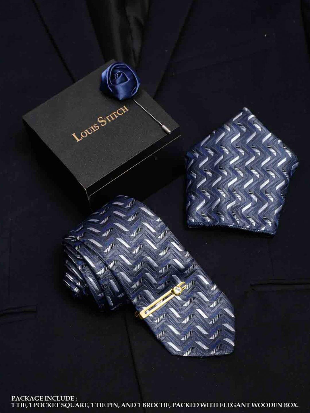louis stitch men italian silk necktie accessory gift set