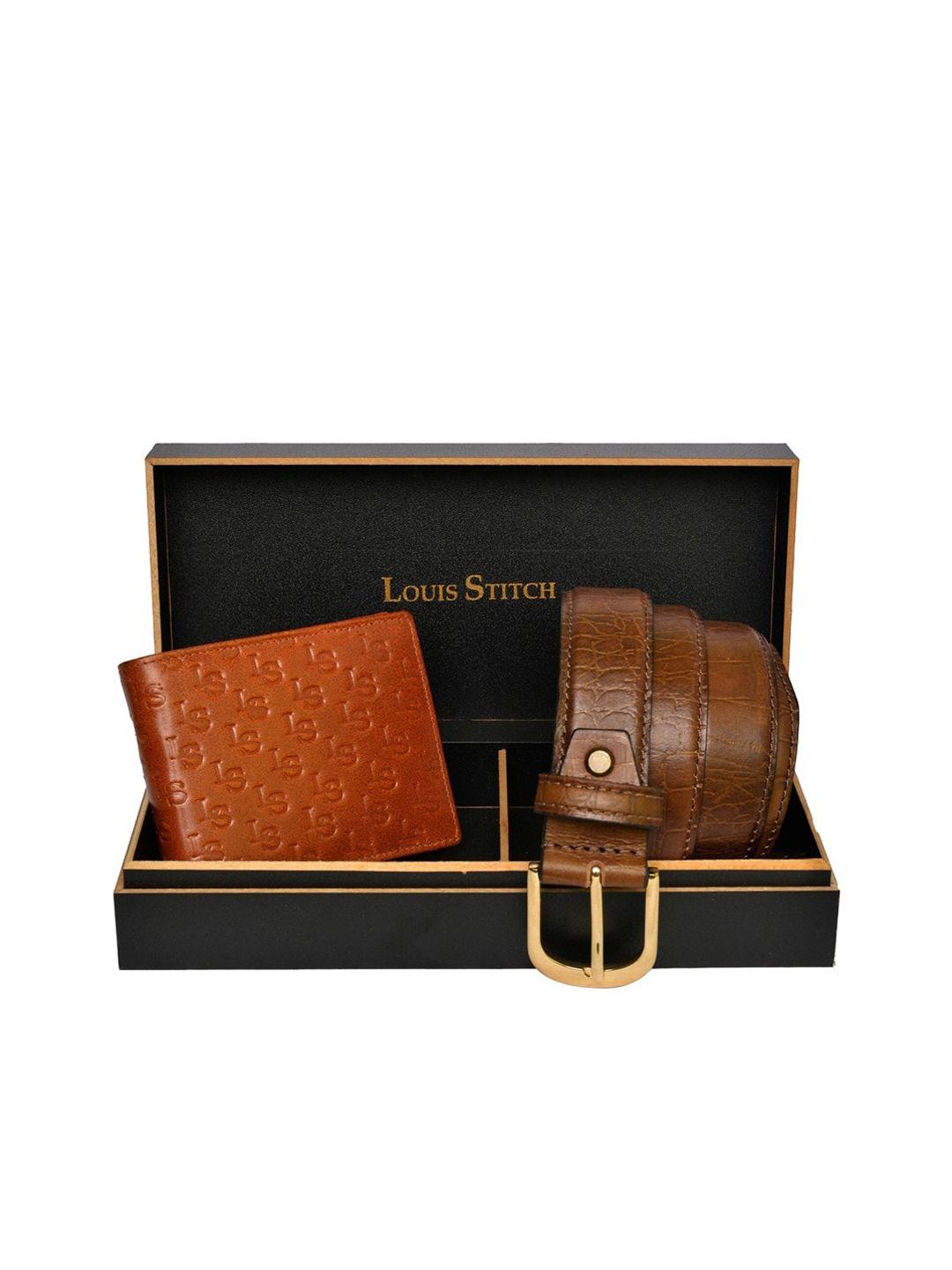 louis stitch men leather accessory gift set