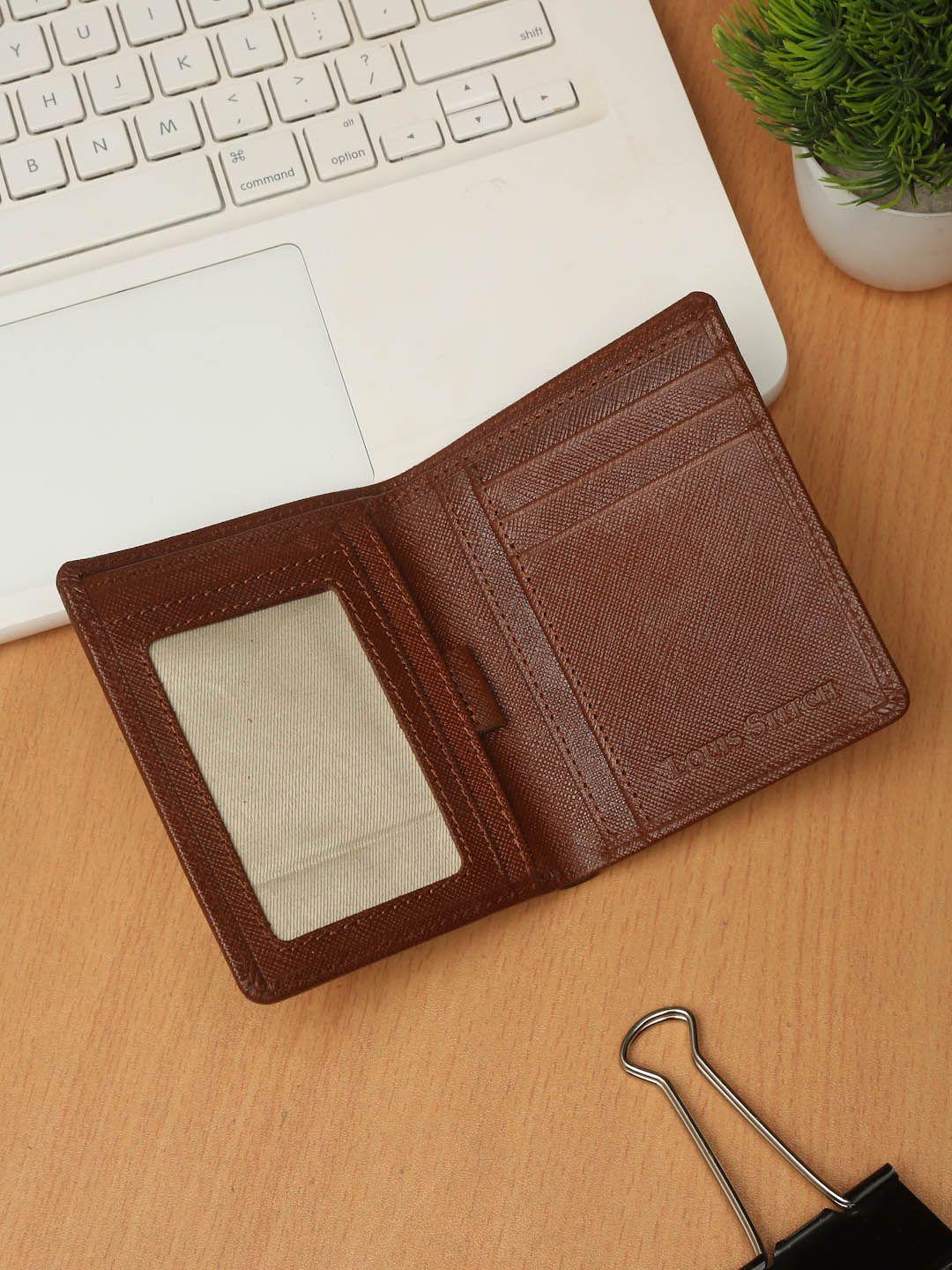 louis stitch men leather two fold wallet