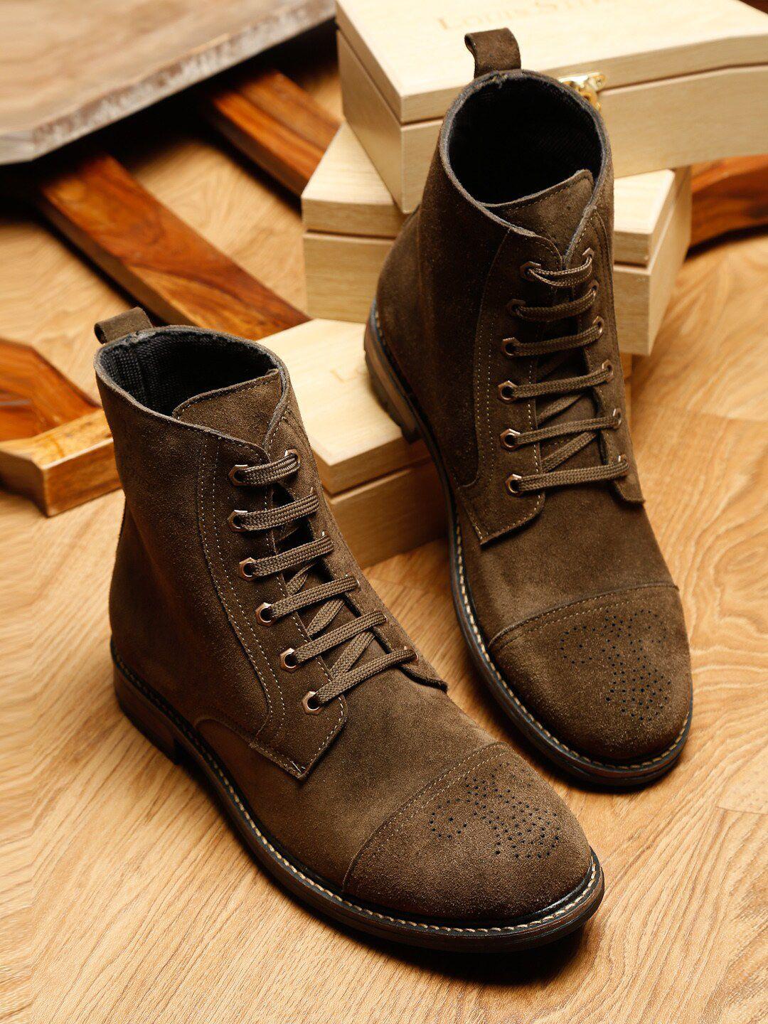 louis stitch men mid top suede leather boots