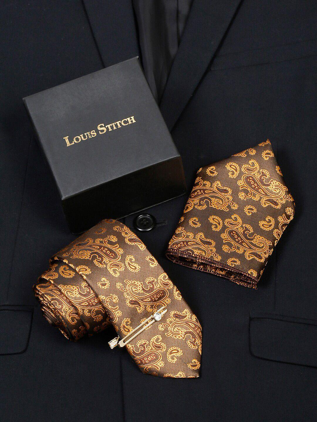 louis stitch men printed italian silk necktie accessory gift set