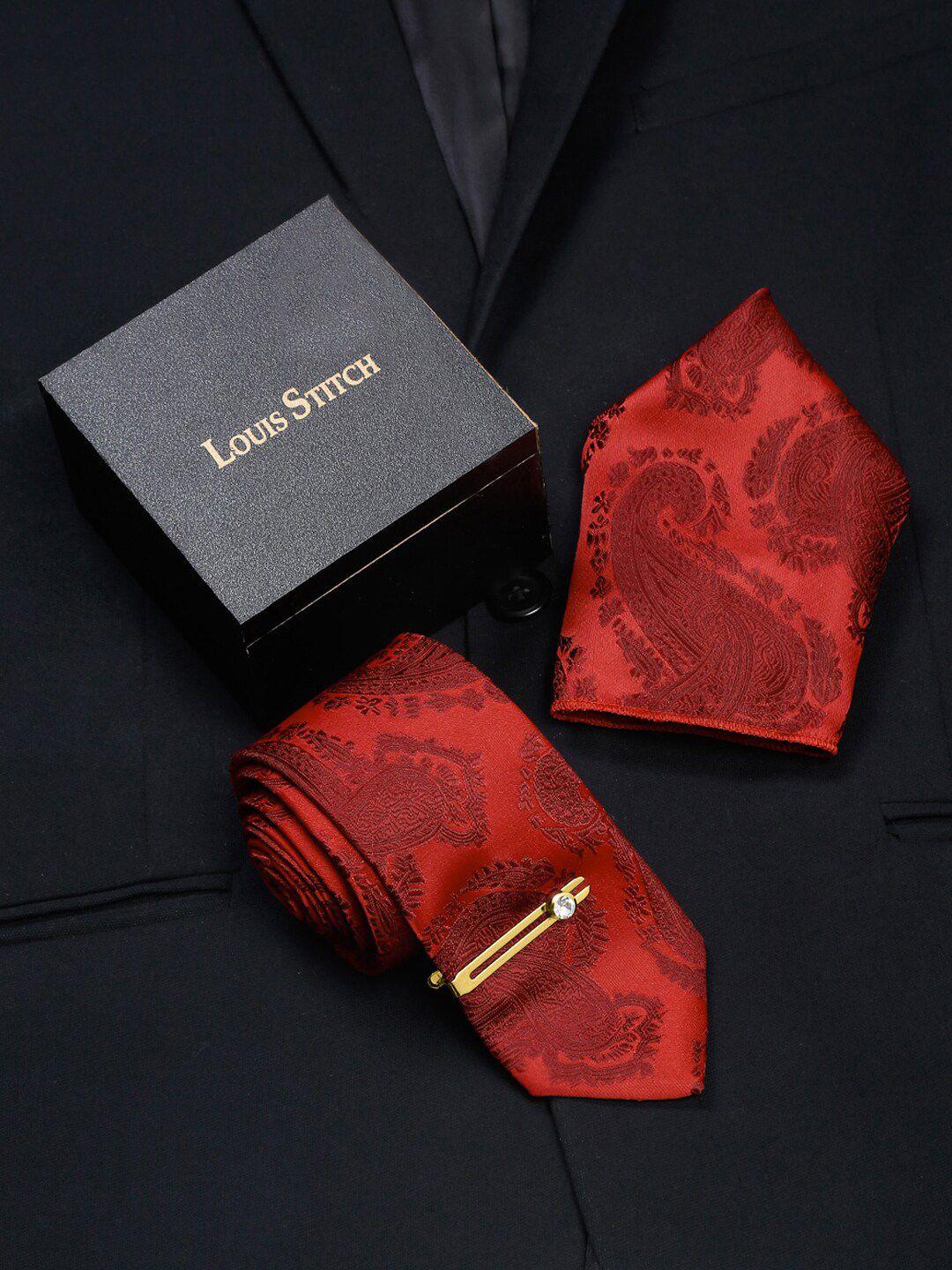 louis stitch men printed italian silk necktie accessory gift set