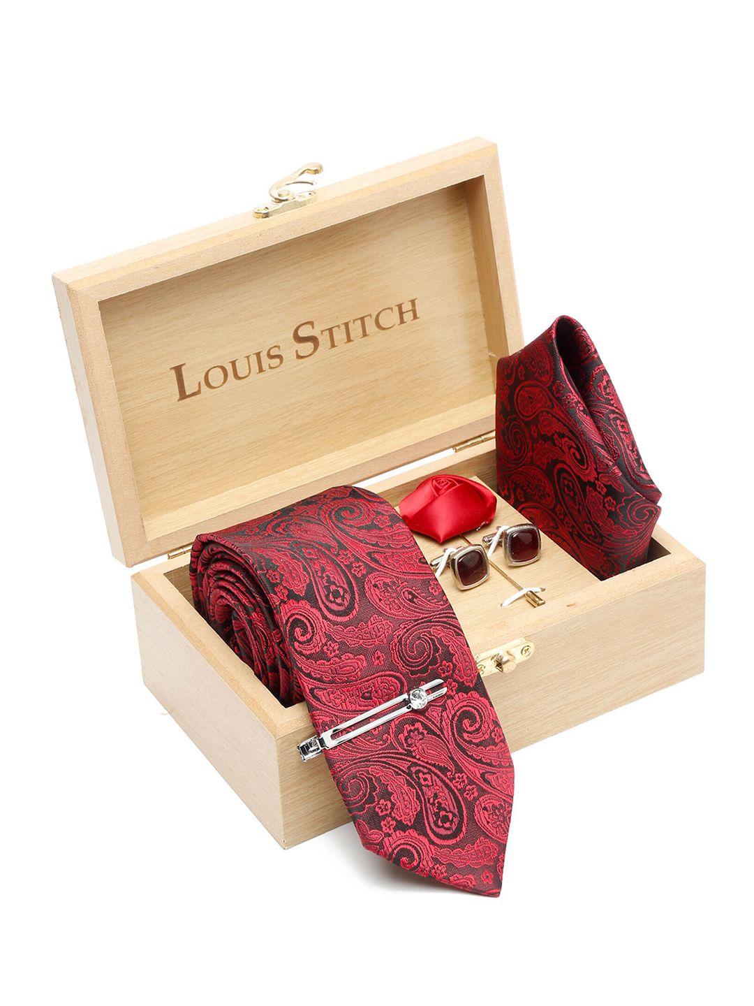louis stitch men printed silk accessory gift set