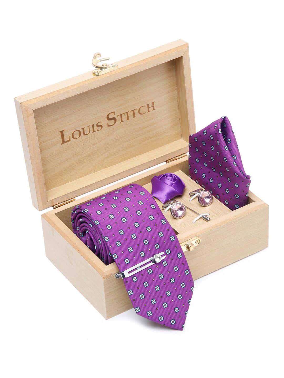 louis stitch men printed silk necktie accessory gift set