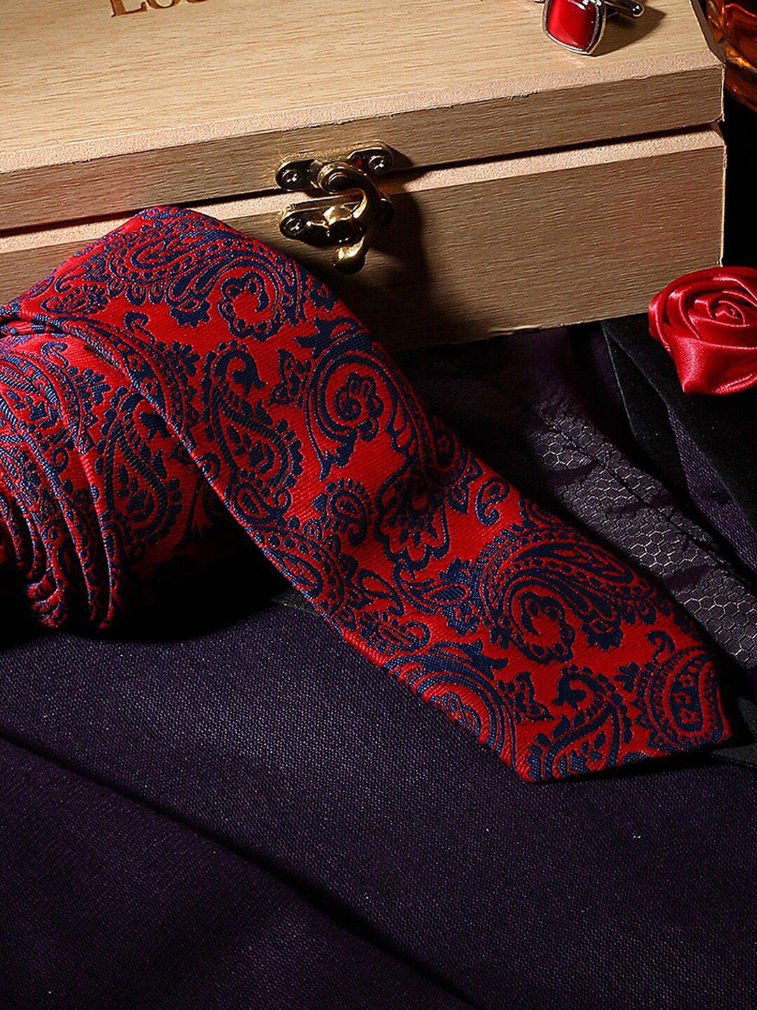 louis stitch men red & blue woven design broad tie