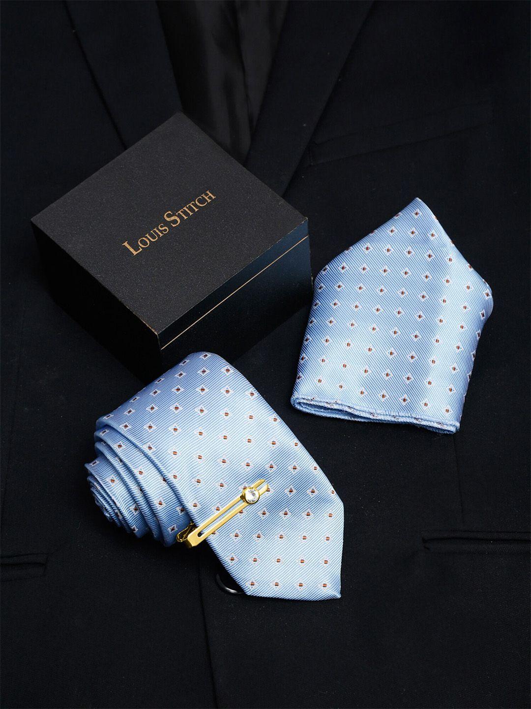 louis stitch men silk necktie accessory gift set