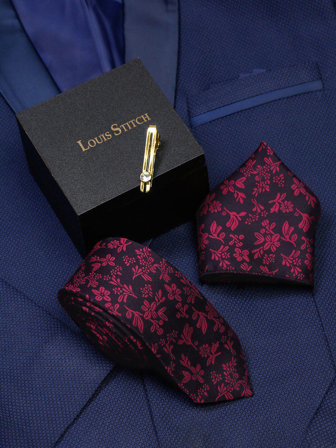 louis stitch men silk printed necktie accessory gift set