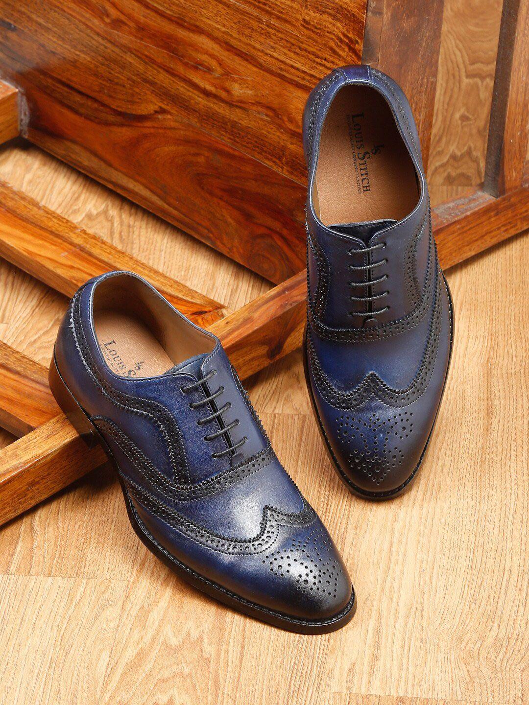 louis stitch men textured leather brogues