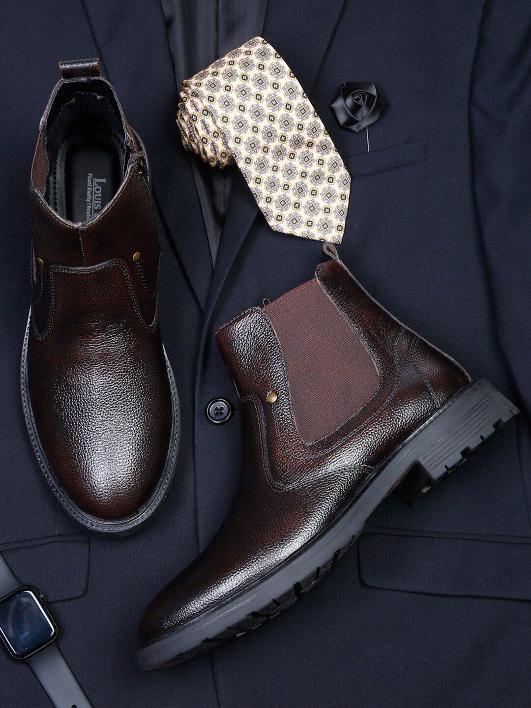 louis stitch men textured leather chelsea boots