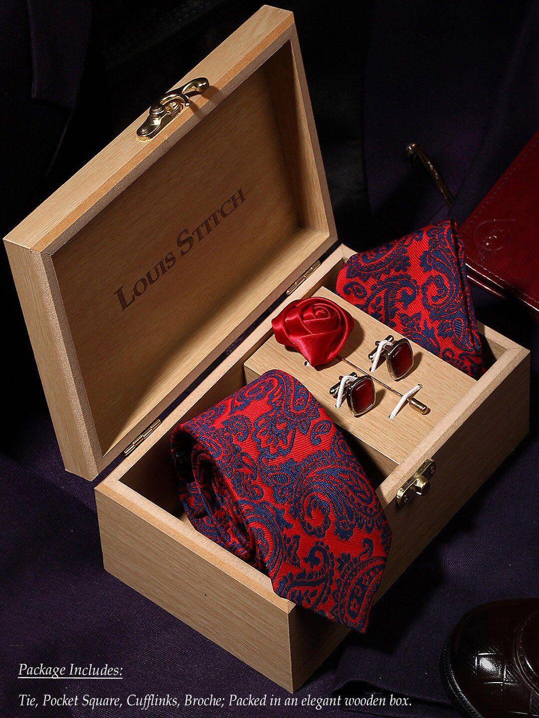 louis stitch men tie cufflinks pocket square brooch accessory gift set