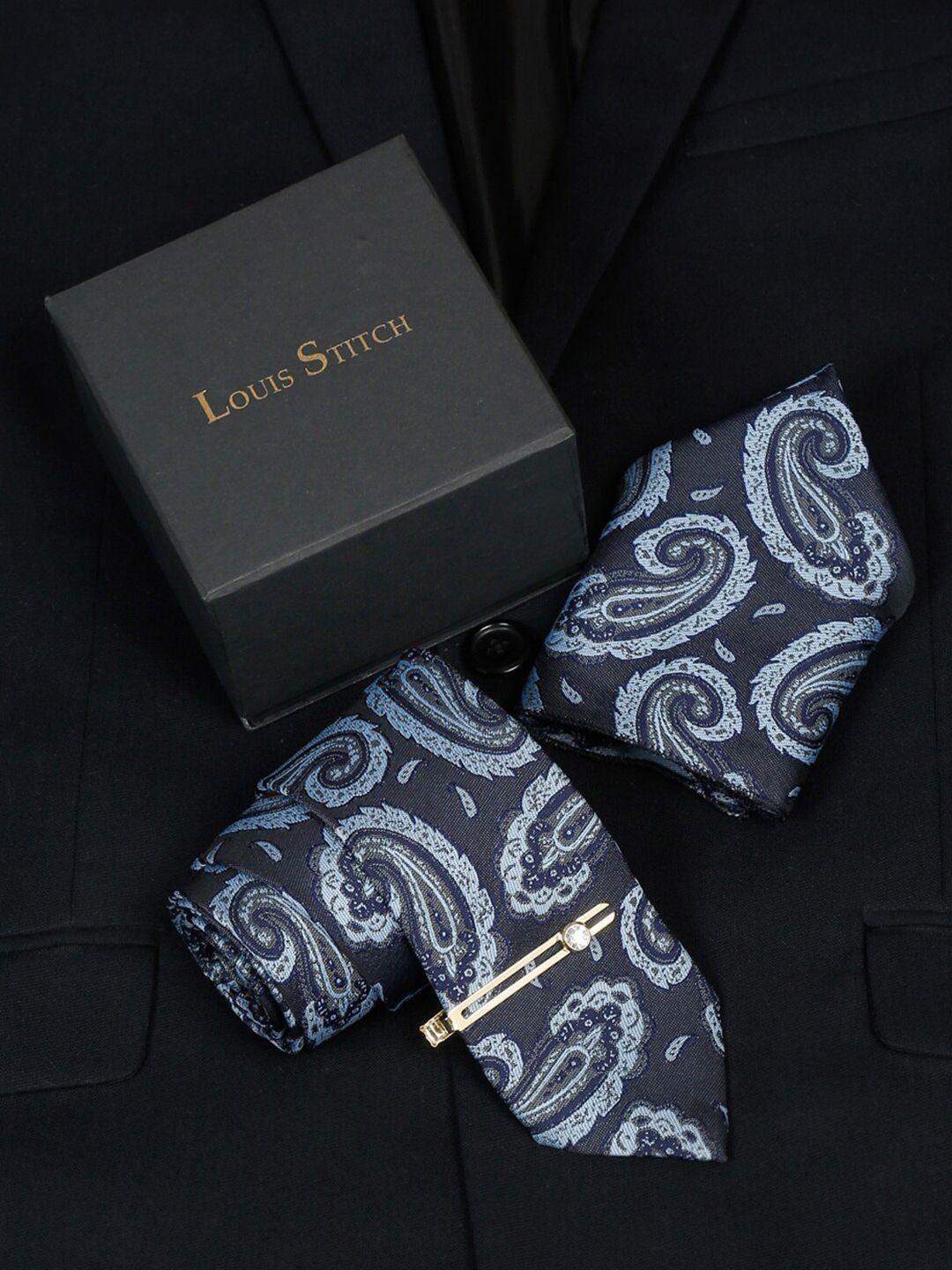 louis stitch men woven design italian silk accessory gift set