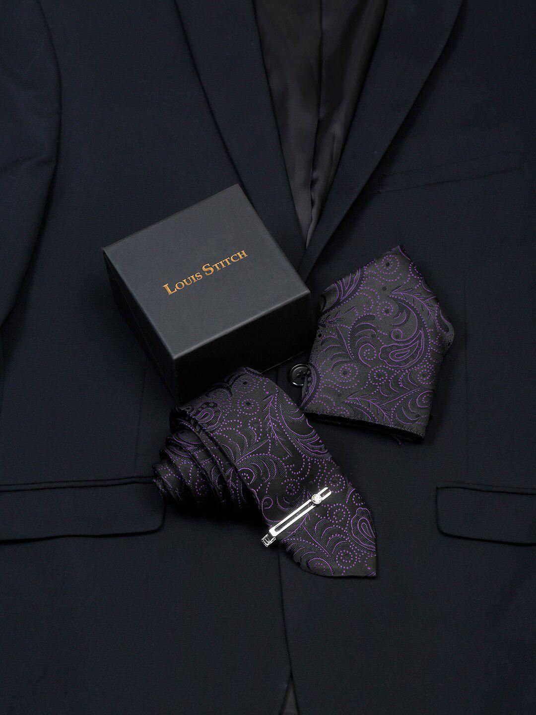 louis stitch men woven design silk accessory gift set