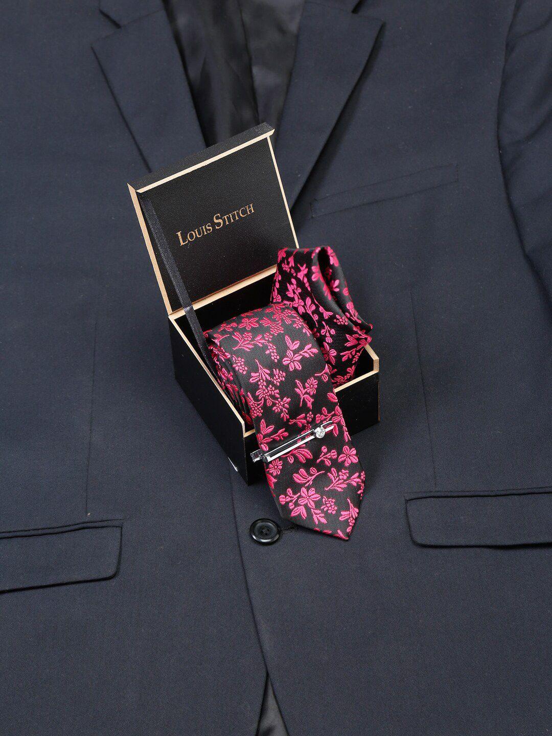 louis stitch mens italian silk tie with pocket square & tiepin set