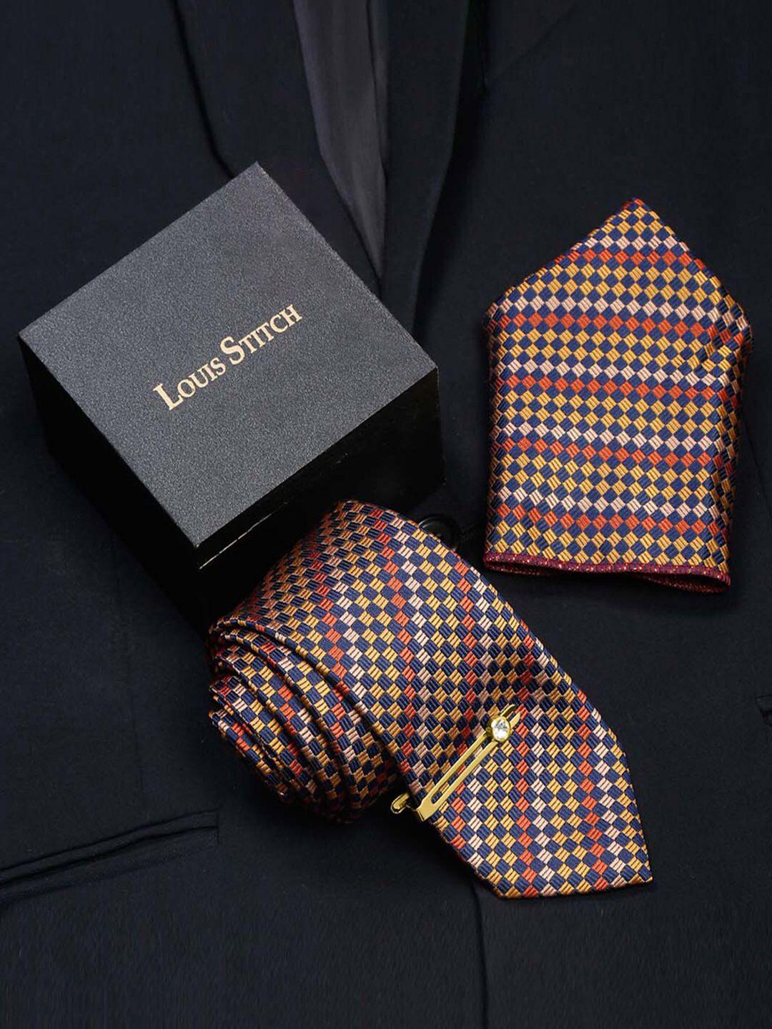 louis stitch printed italian silk necktie accessory gift set