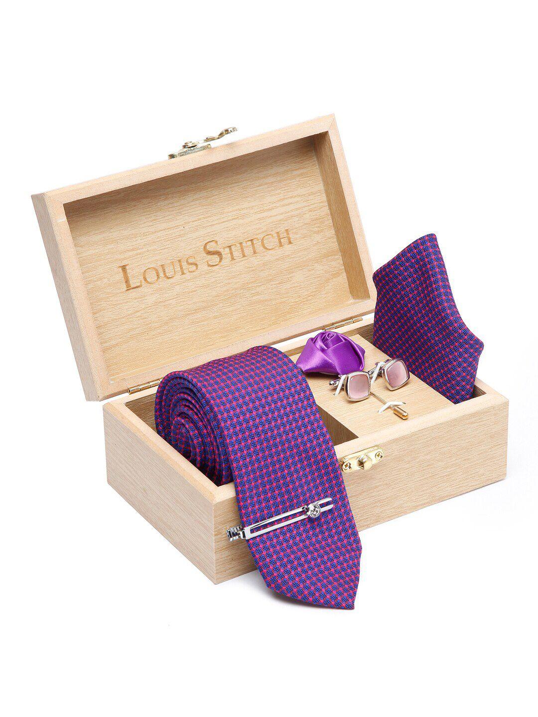 louis stitch printed italian silk necktie accessory gift set