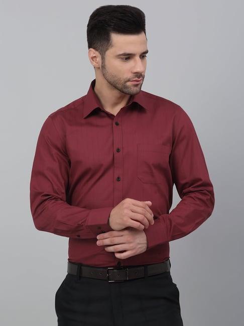 louis stitch red cotton regular fit striped shirt