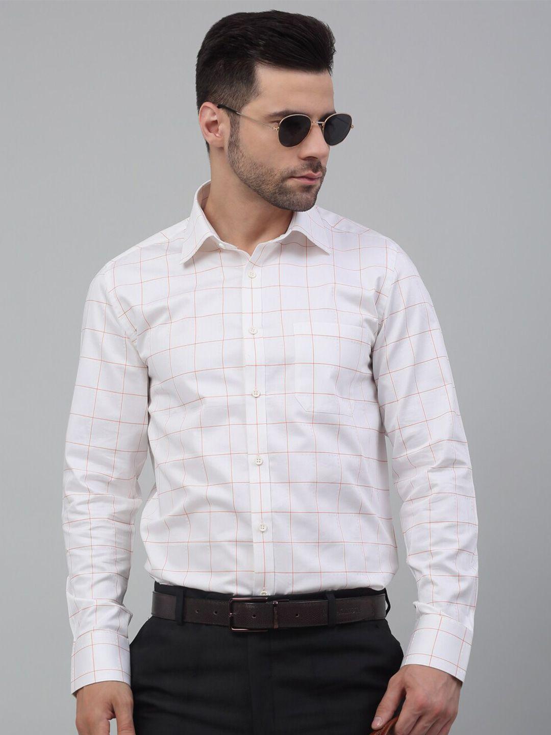 louis stitch windowpane checked cotton formal shirt