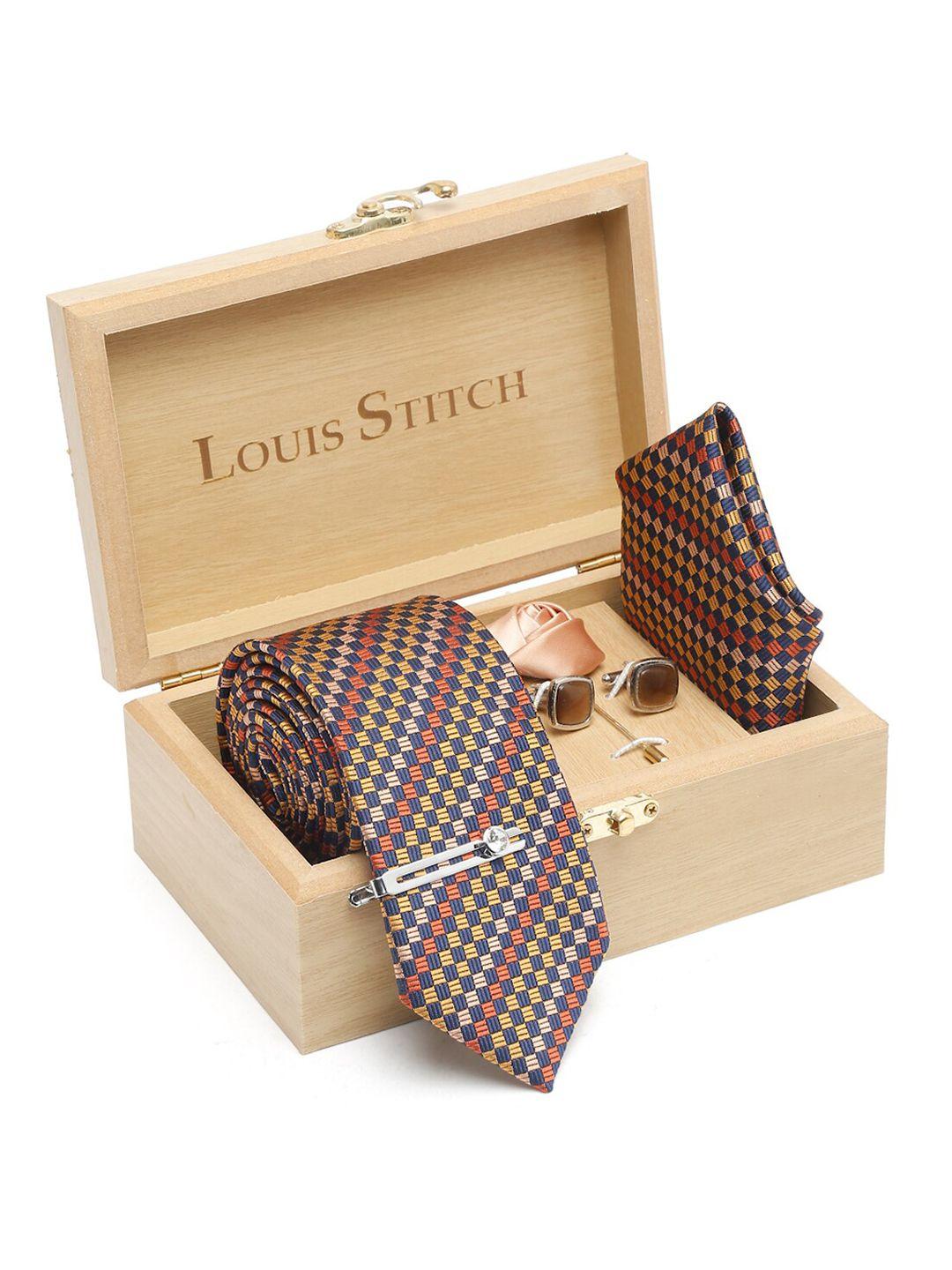 louis stitch woven design necktie accessory gift set