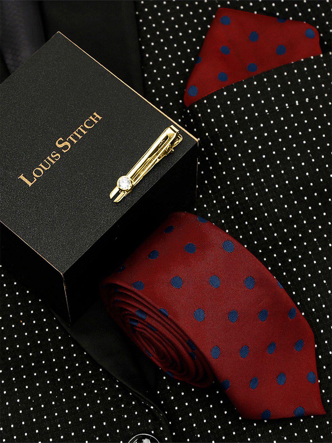 louis stitch woven designed italian silk necktie accessory gift set