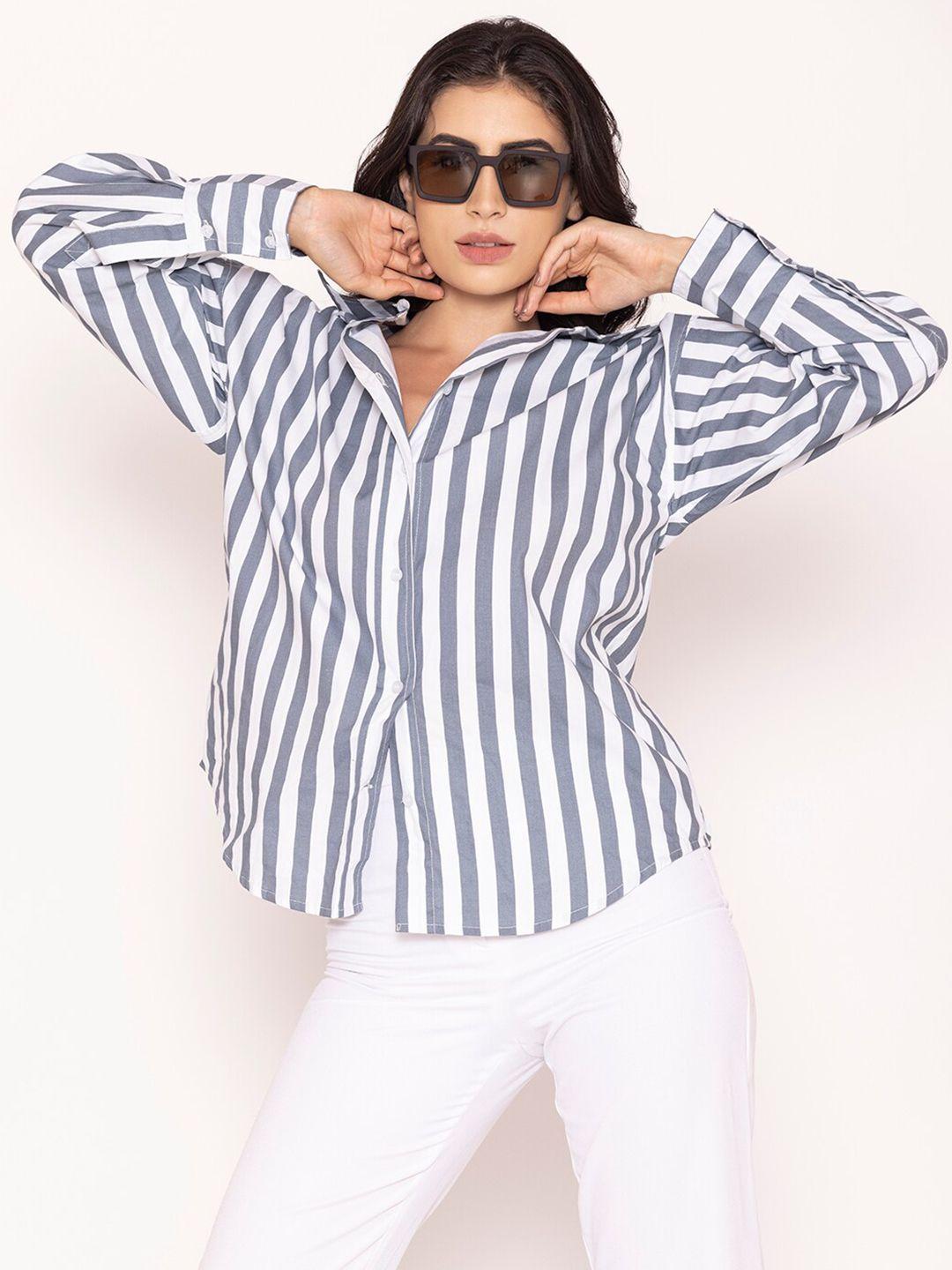 lounge dreams oversized striped pure cotton shirt
