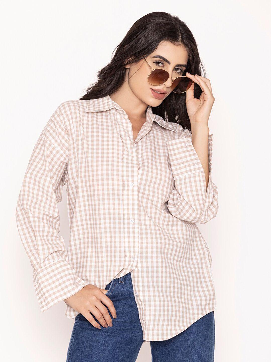 lounge dreams oversized checked pure cotton shirt