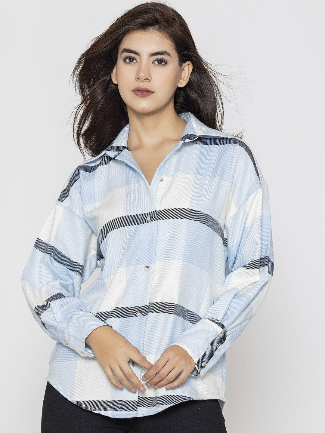 lounge dreams relaxed opaque checked oversized acrylic casual shirt