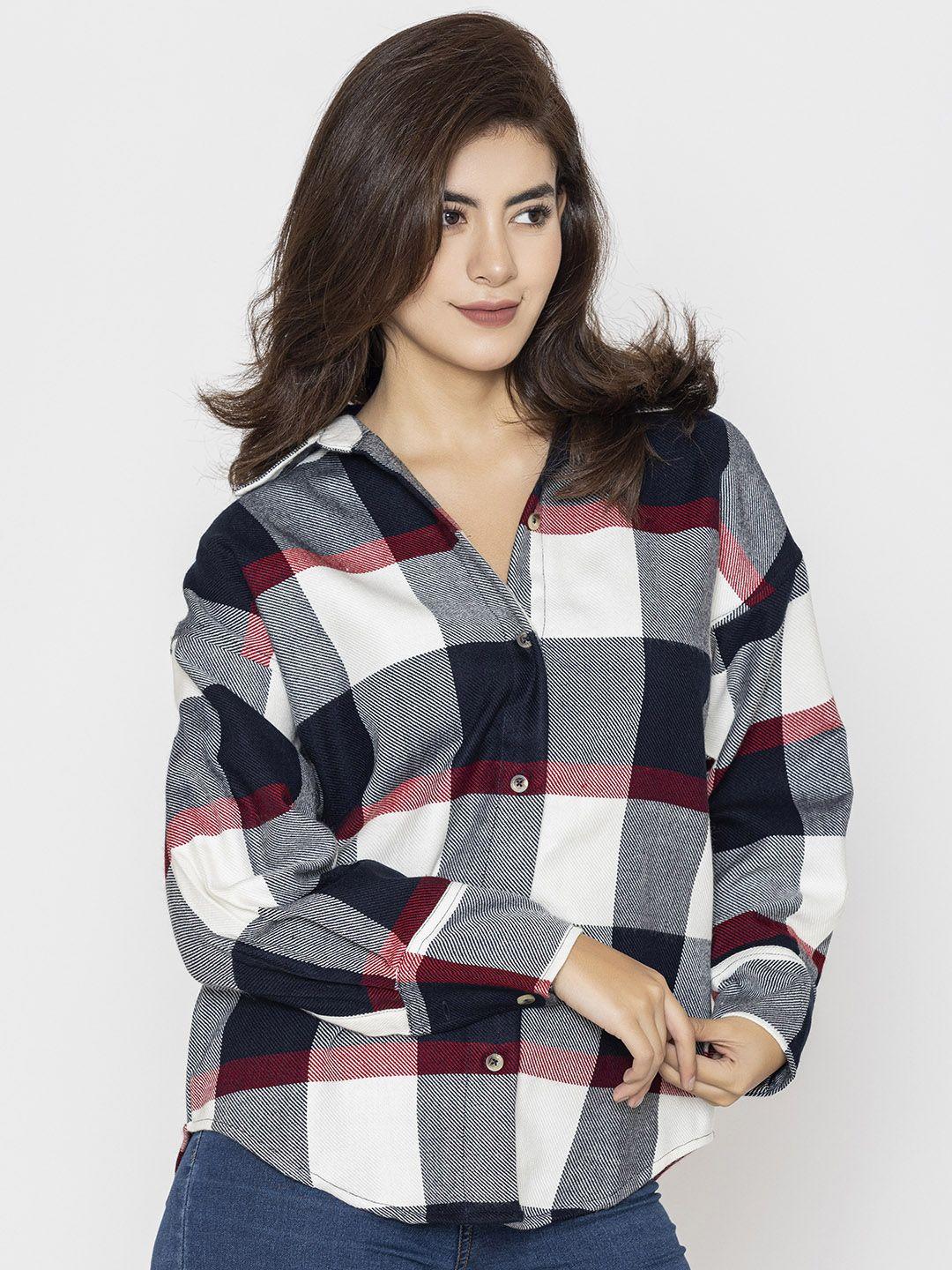 lounge dreams relaxed oversized checked pure acrylic casual shirt