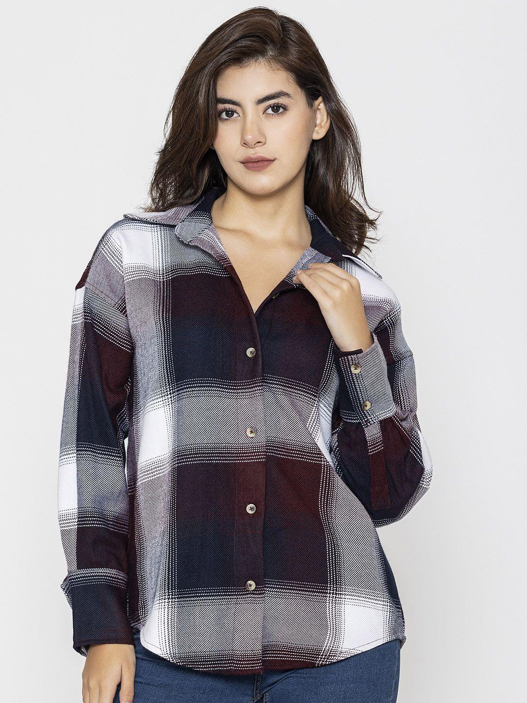 lounge dreams relaxed oversized checked pure acrylic casual shirt