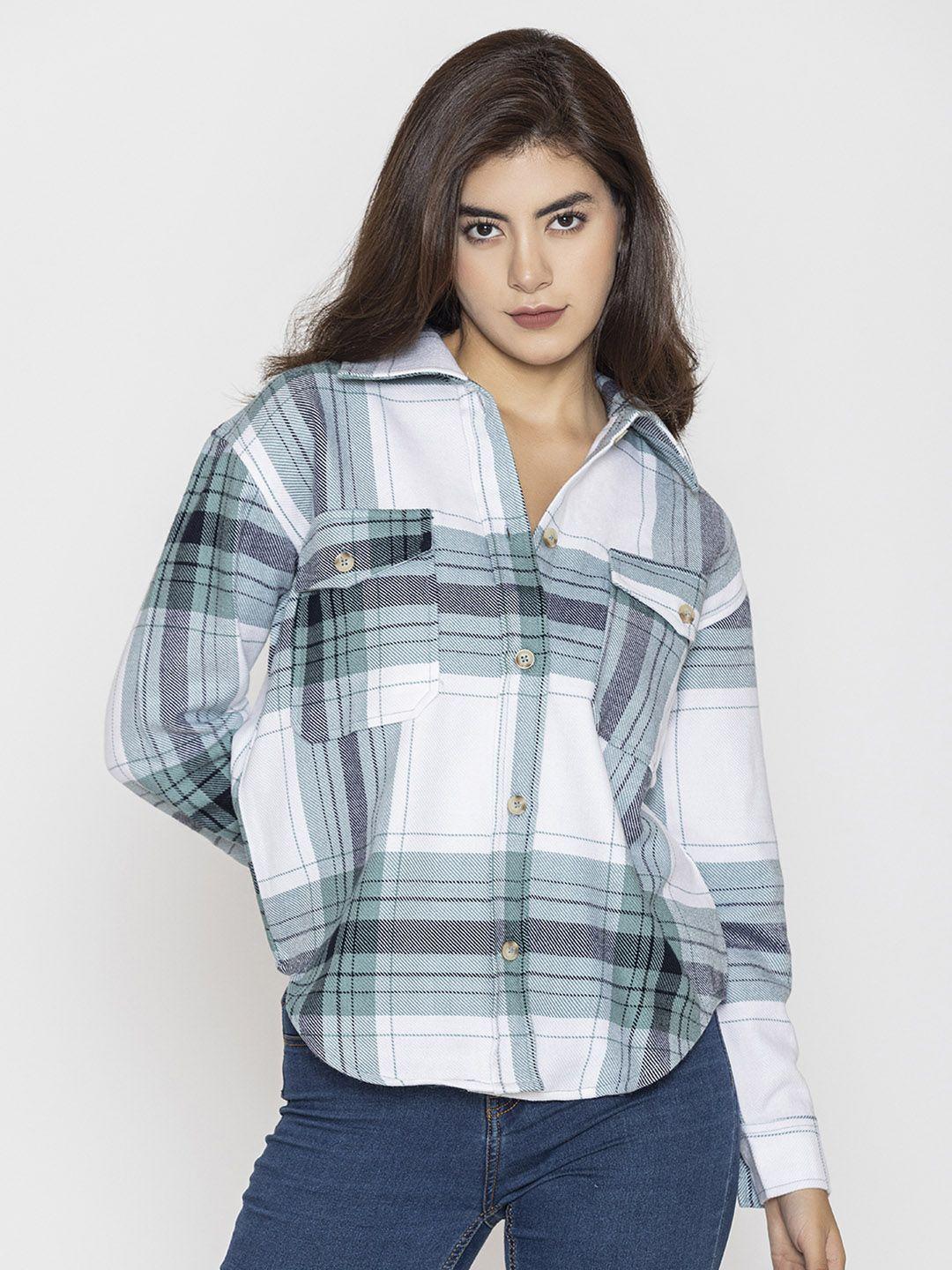 lounge dreams relaxed tartan checks acrylic casual shackets shirt