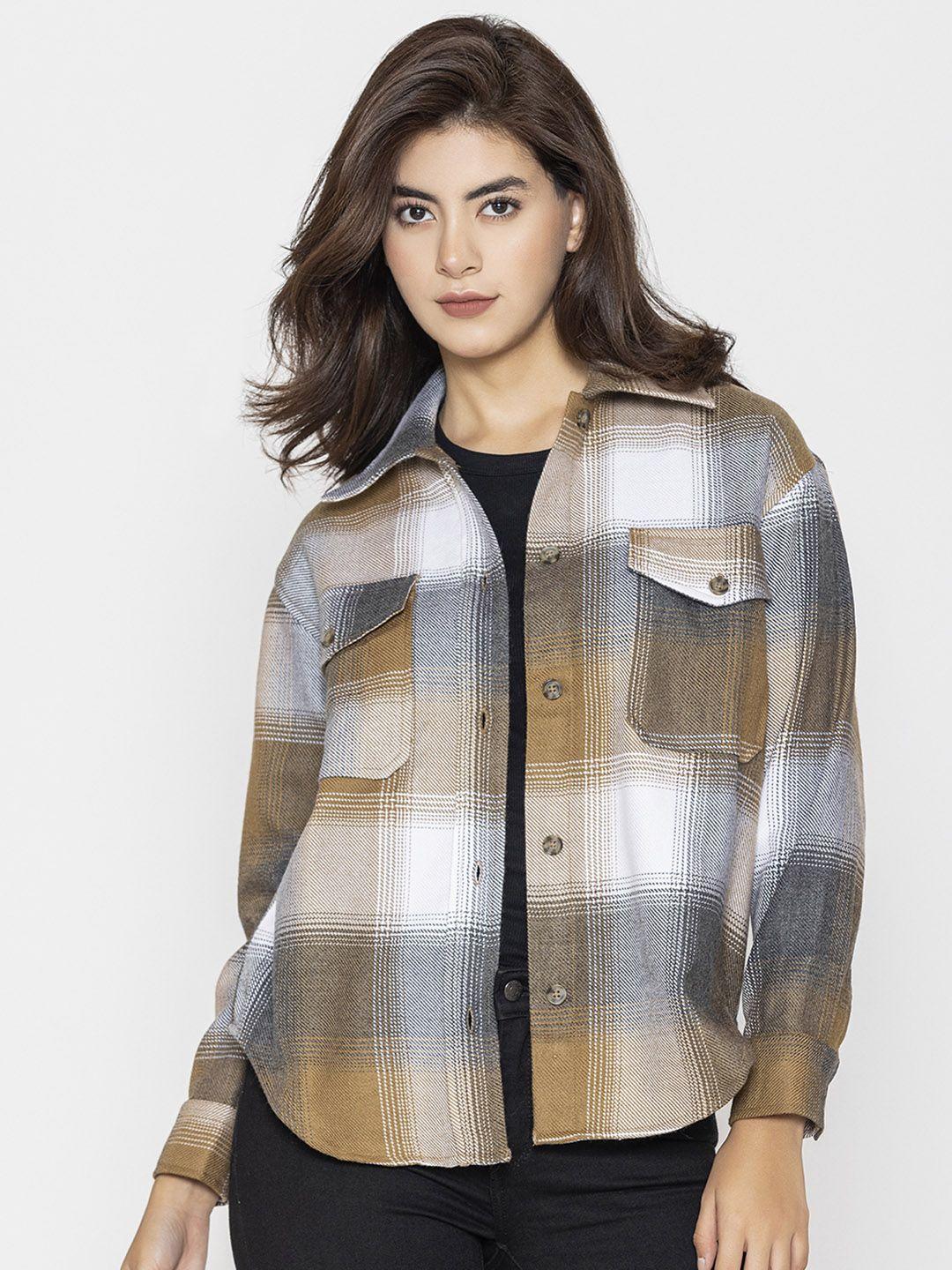 lounge dreams tartan checked relaxed oversized fit acrylic shacket