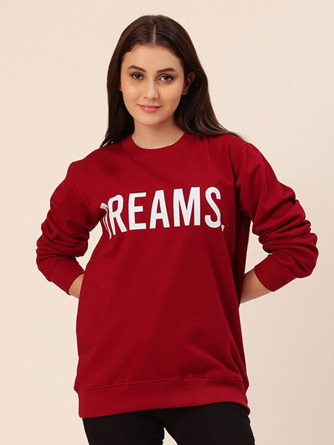 lounge dreams typography printed cotton pullover sweatshirt