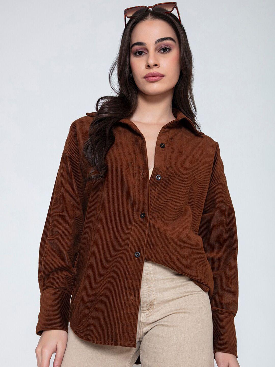 lounge dreams women brown comfort opaque casual shirt