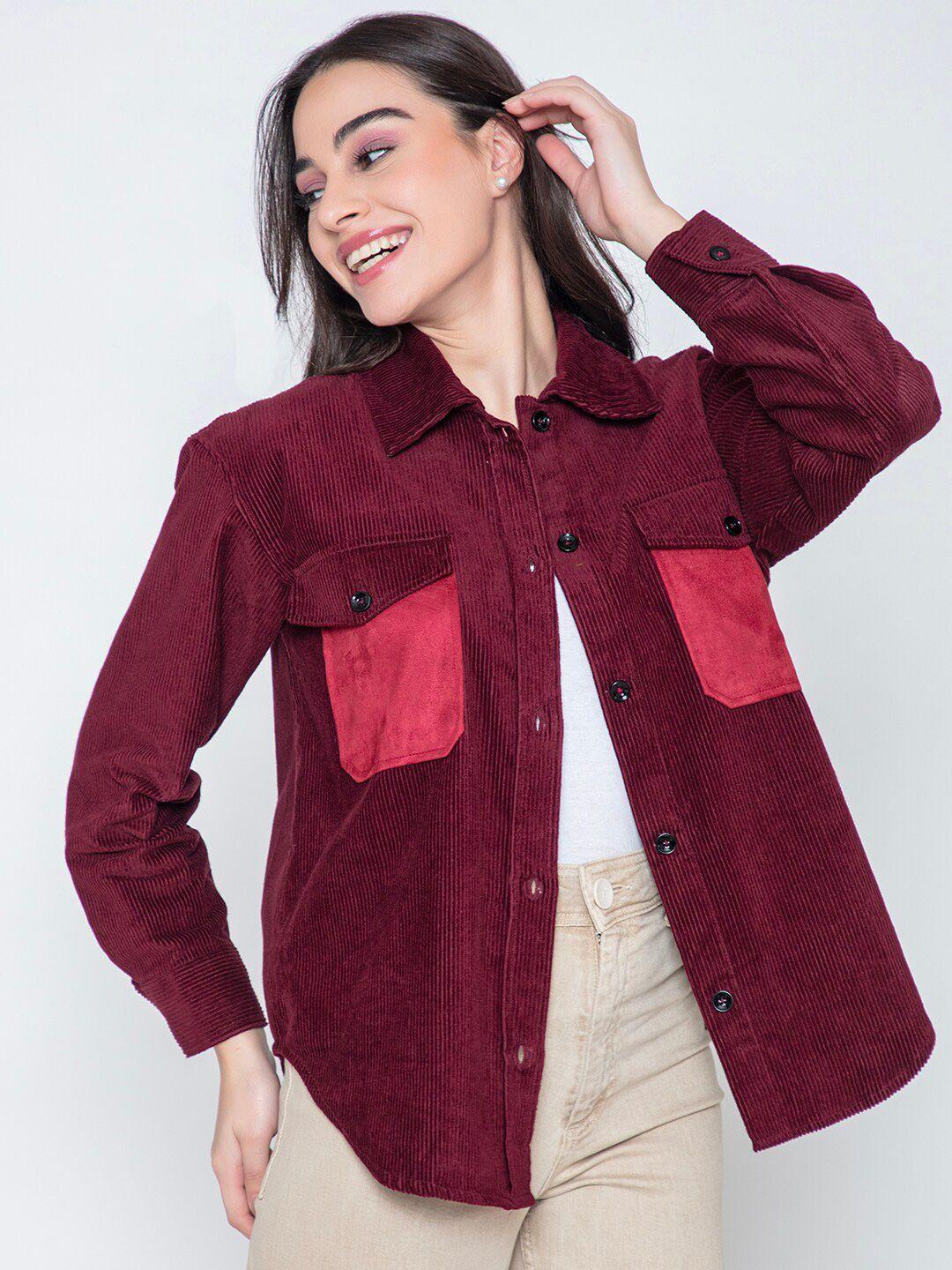 lounge dreams women maroon comfort opaque casual shirt