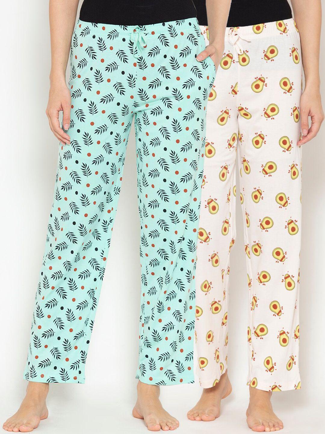 lounge dreams women pack of 2 printed pure cotton lounge pants